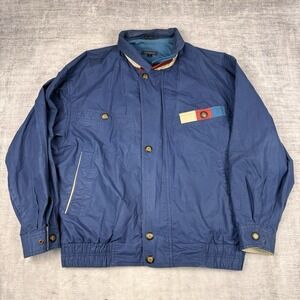 Vintage GANT Jacket Men's Large Blue Reversible 90s Nautical Sailing Bomber